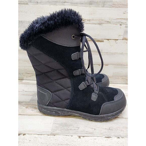 Columbia Womens YL5328-010 Waterproofed Black Fur Boots Size 10 - Picture 1 of 12